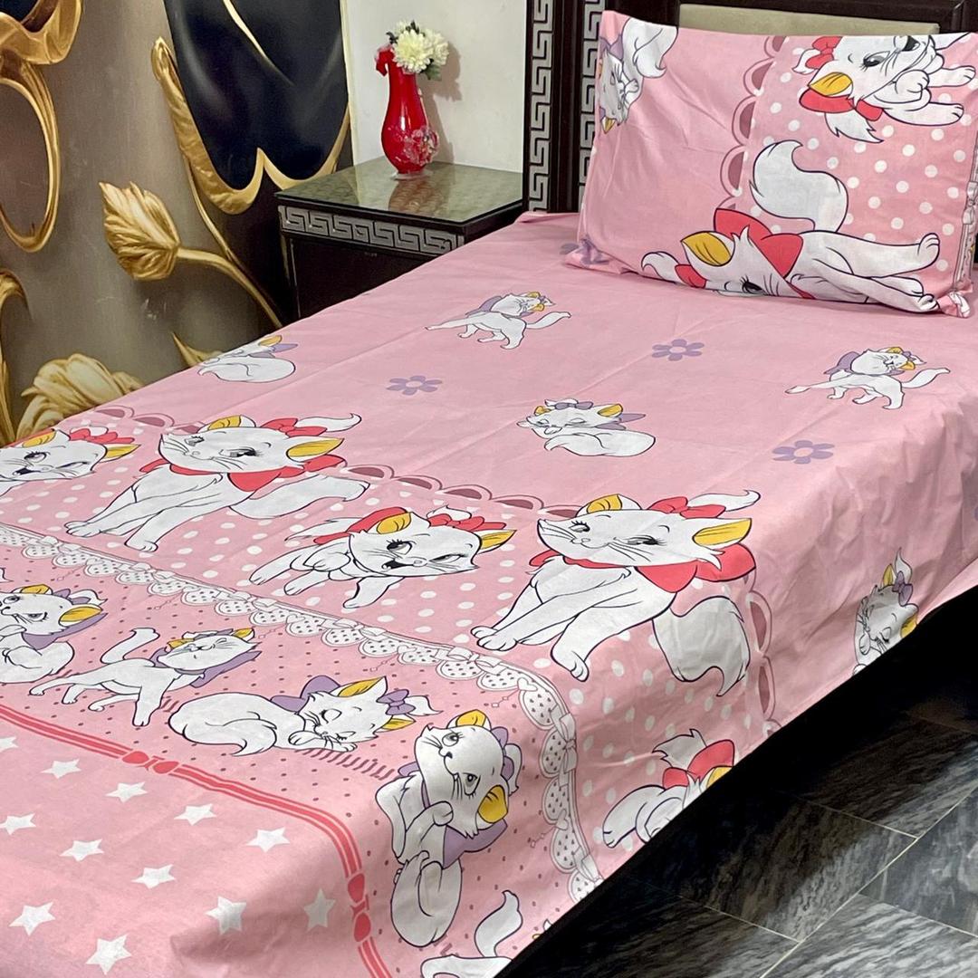 2 Pcs Cotton Printed Single Bedsheet
