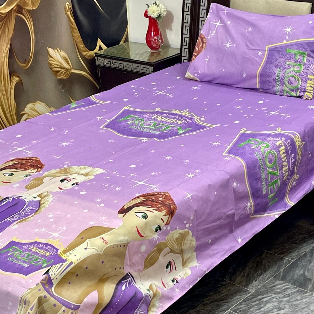 2 Pcs Cotton Printed Single Bedsheet