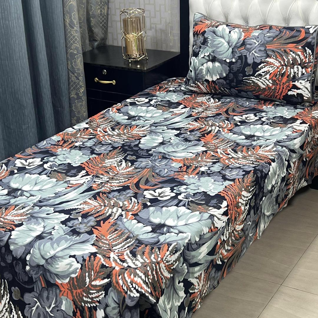 2 Pcs Crystal Cotton Printed Single Bedsheet