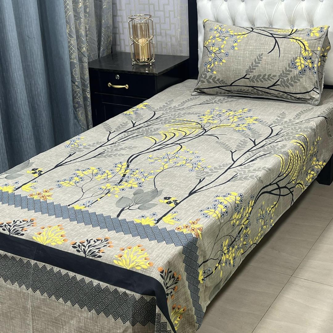 2 Pcs Crystal Cotton Printed Single Bedsheet