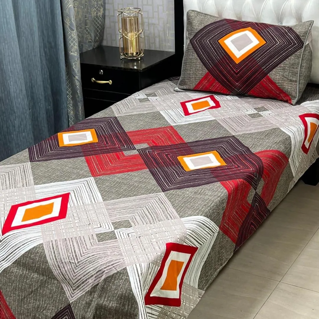 2 Pcs Crystal Cotton Printed Single Bedsheet