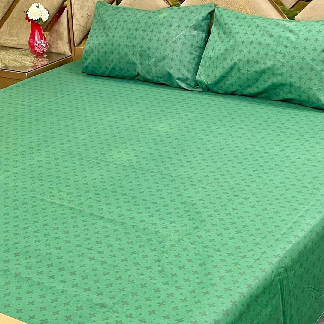 3 Pcs Cotton Printed Double Bedsheet