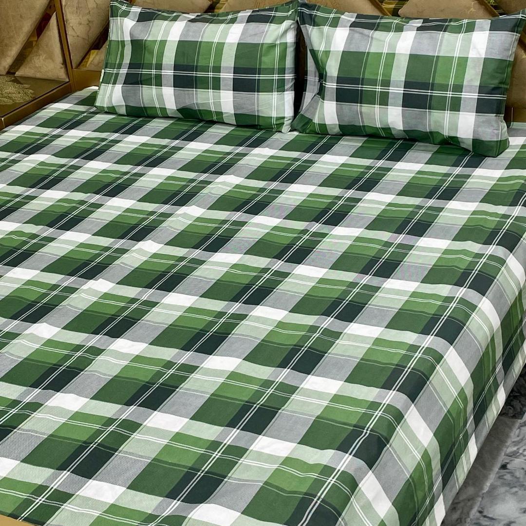 3 Pcs Cotton Printed Double Bedsheet