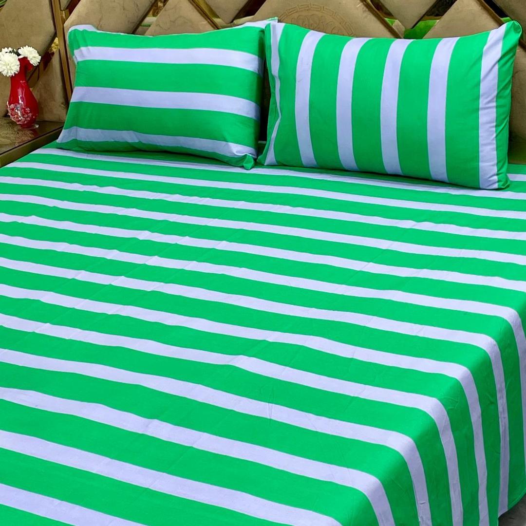 3 Pcs Cotton Printed Double Bedsheet