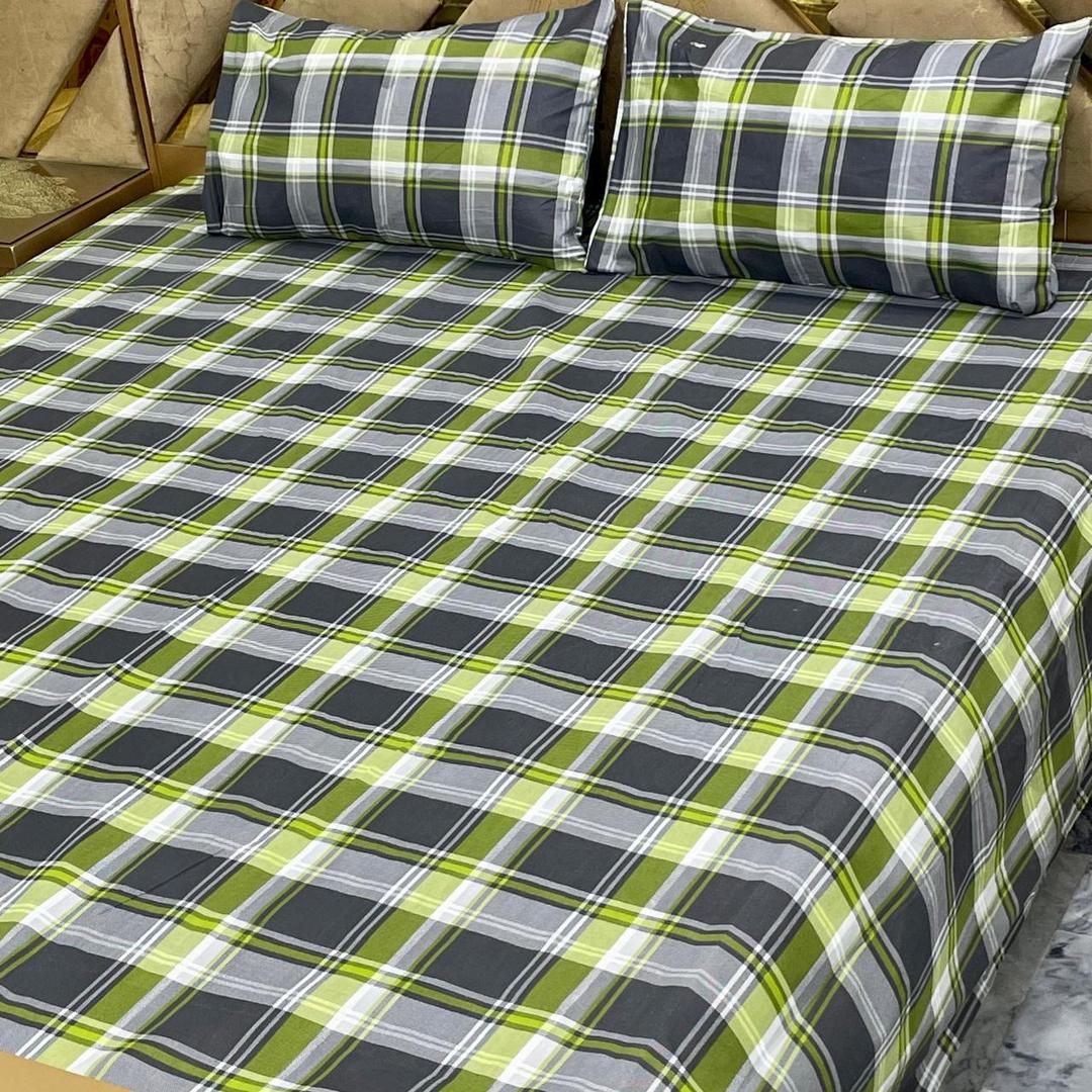 3 Pcs Cotton Printed Double Bedsheet
