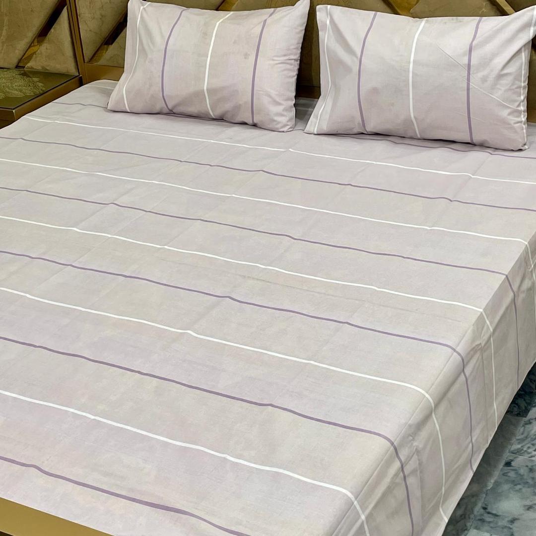 3 Pcs Cotton Printed Double Bedsheet