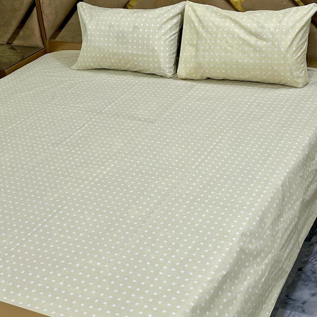 3 Pcs Cotton Printed Double Bedsheet