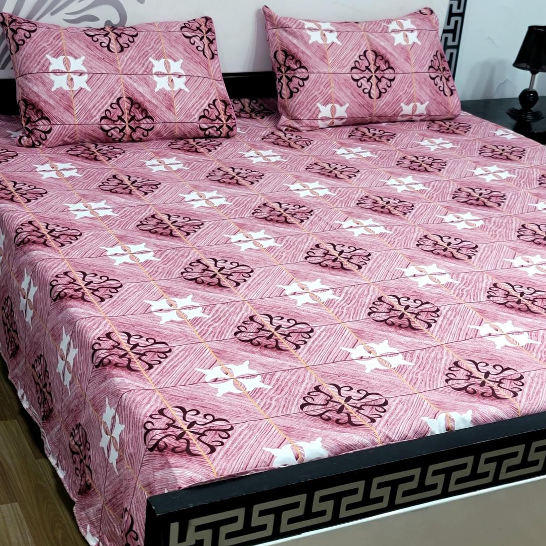 3 Pcs Crystal Cotton Printed Double Bedsheet