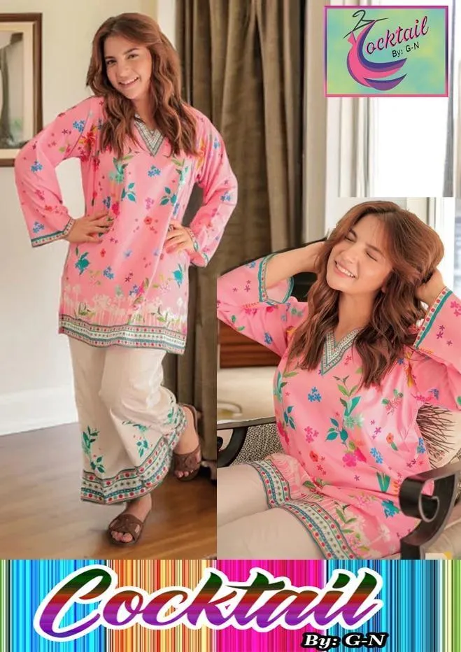 2 Pcs Women's Stitched Grip Printed Shirt And Trouser