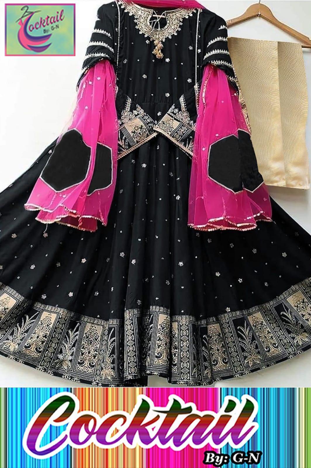 3 Pcs Women's Stitched Embroidered Shamoz Silk Maxi Suit in Black