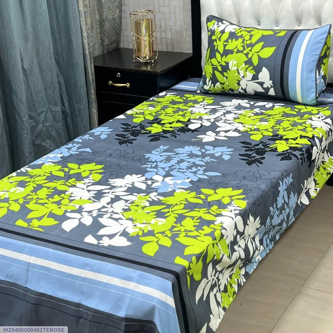 2 Pcs Crystal Cotton Printed Single Bedsheet