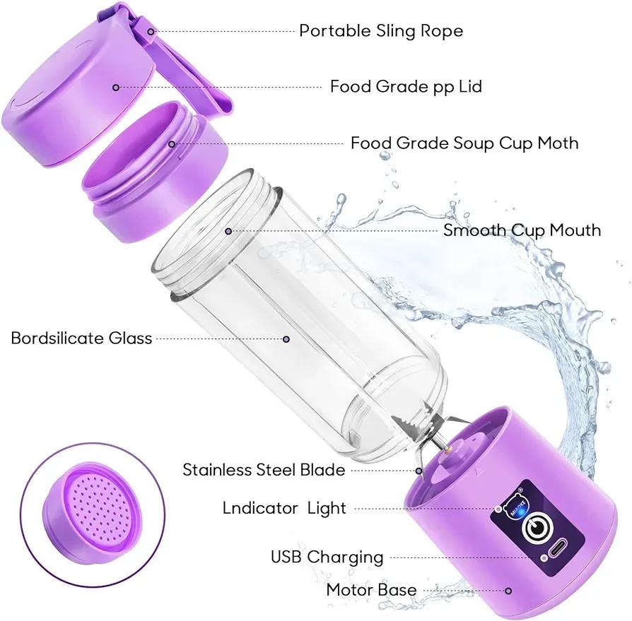 Purple Electric Juicer Blender Portable ABS Kitchen Gadget