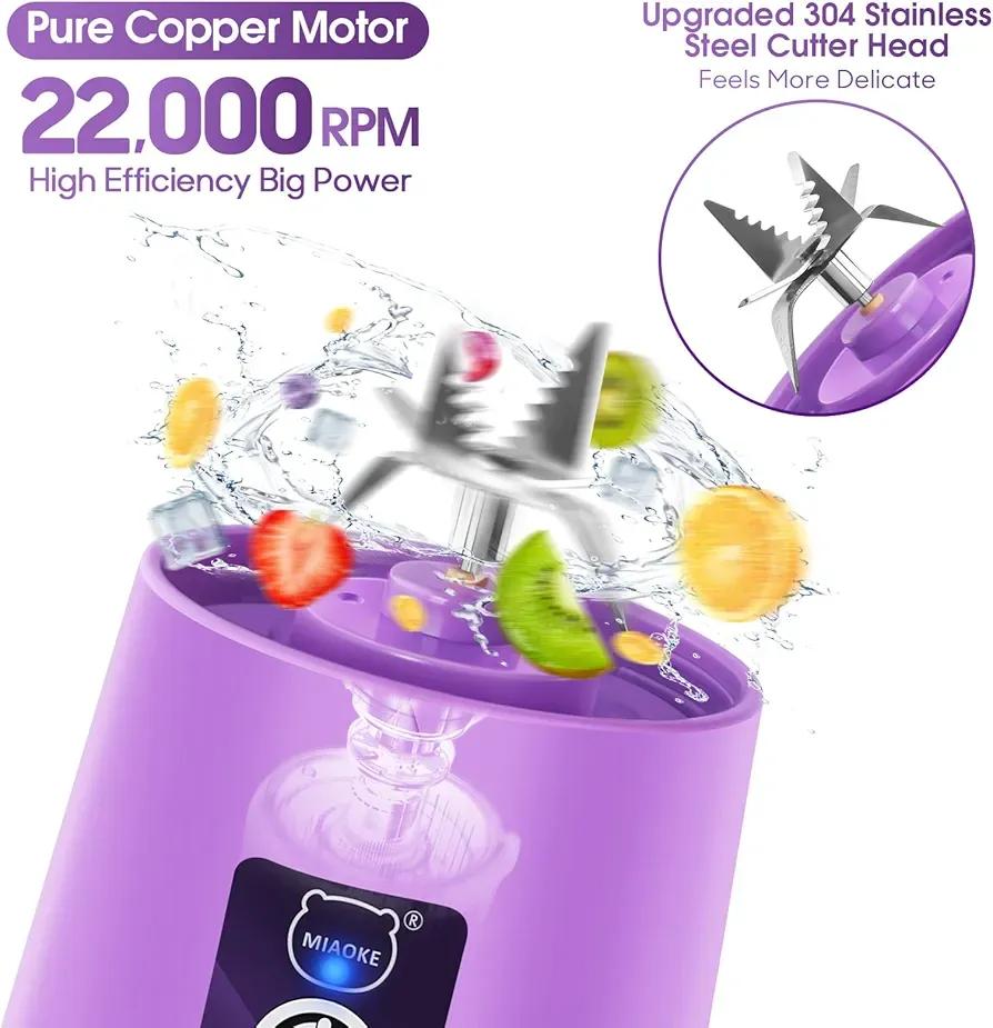 Purple Electric Juicer Blender Portable ABS Kitchen Gadget