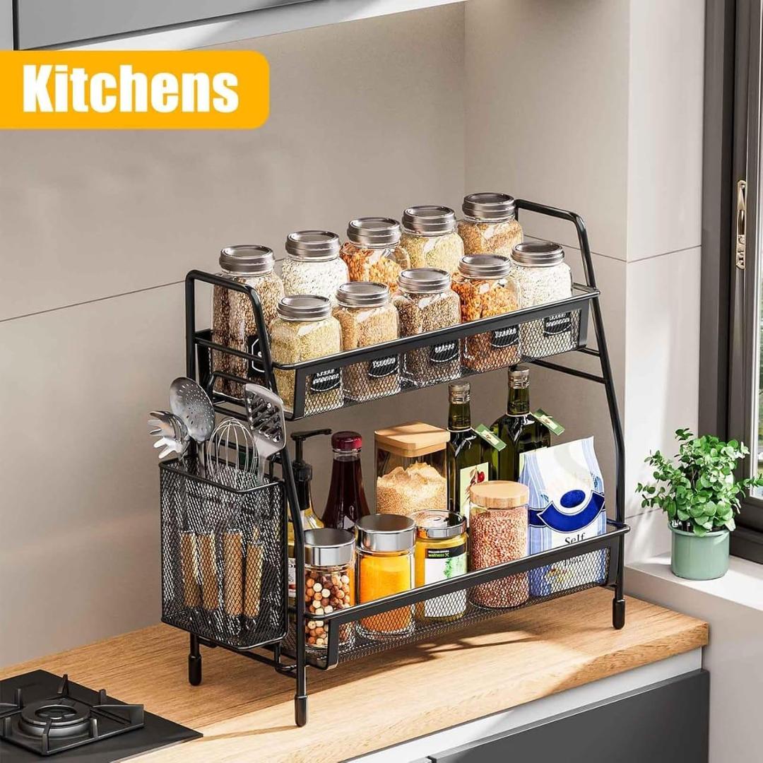 Durable Black Stainless Steel Organizer - 1 Pc for Efficient Storage Solutions