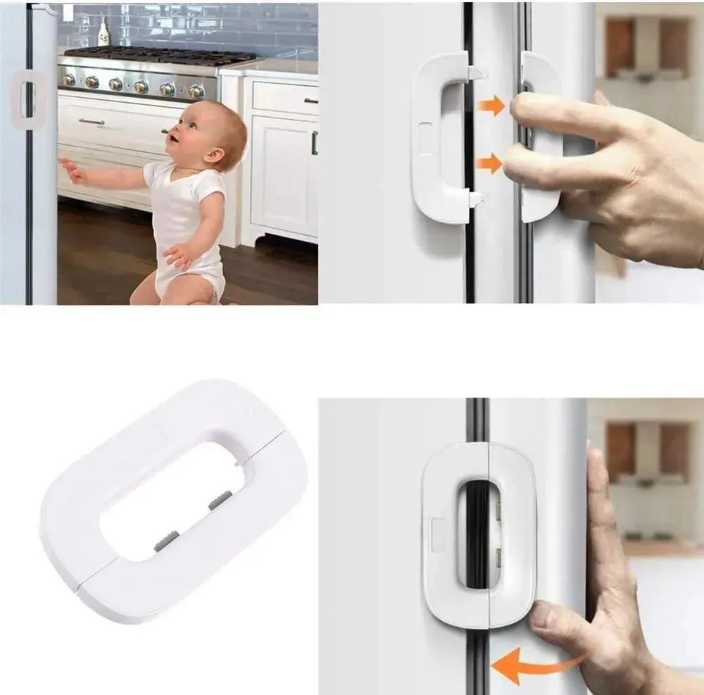 Fridge Lock White ABS One Hand Push for Kitchen Security