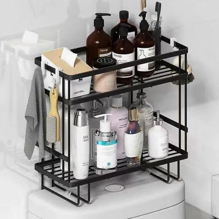 1 PC Stylish black Stainless steel Bathroom Shelves Affordable solution for bathroom organizer 