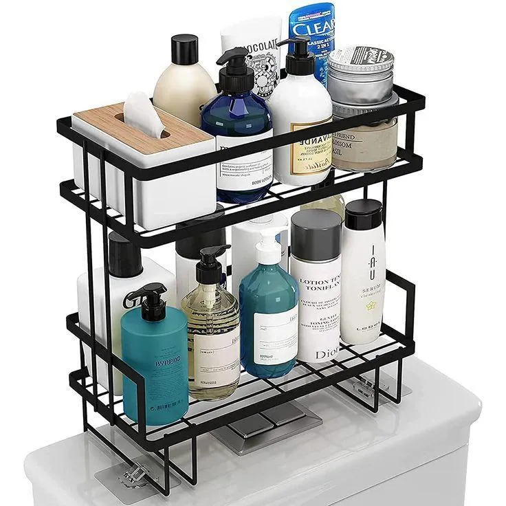 Premium Black Stainless Steel Organizer - 1 Pc for Ultimate Bathroom Organization