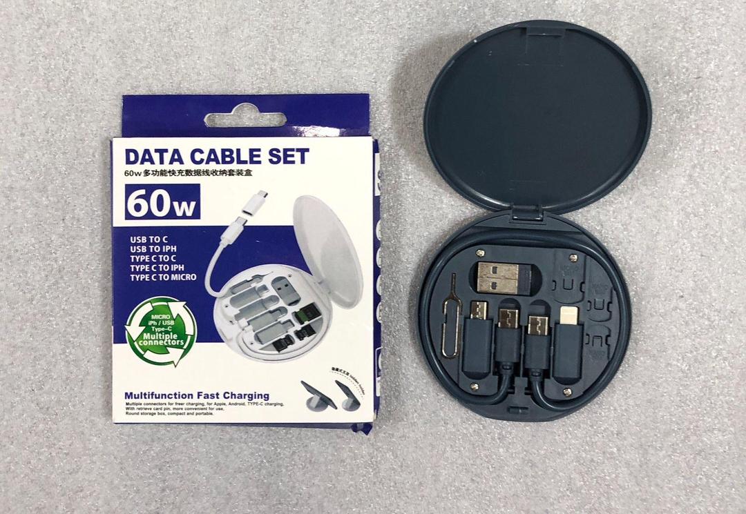 3 in 1 USB Cable Pack with Type A, Type C, and iPhone Connectors – 1 Pack