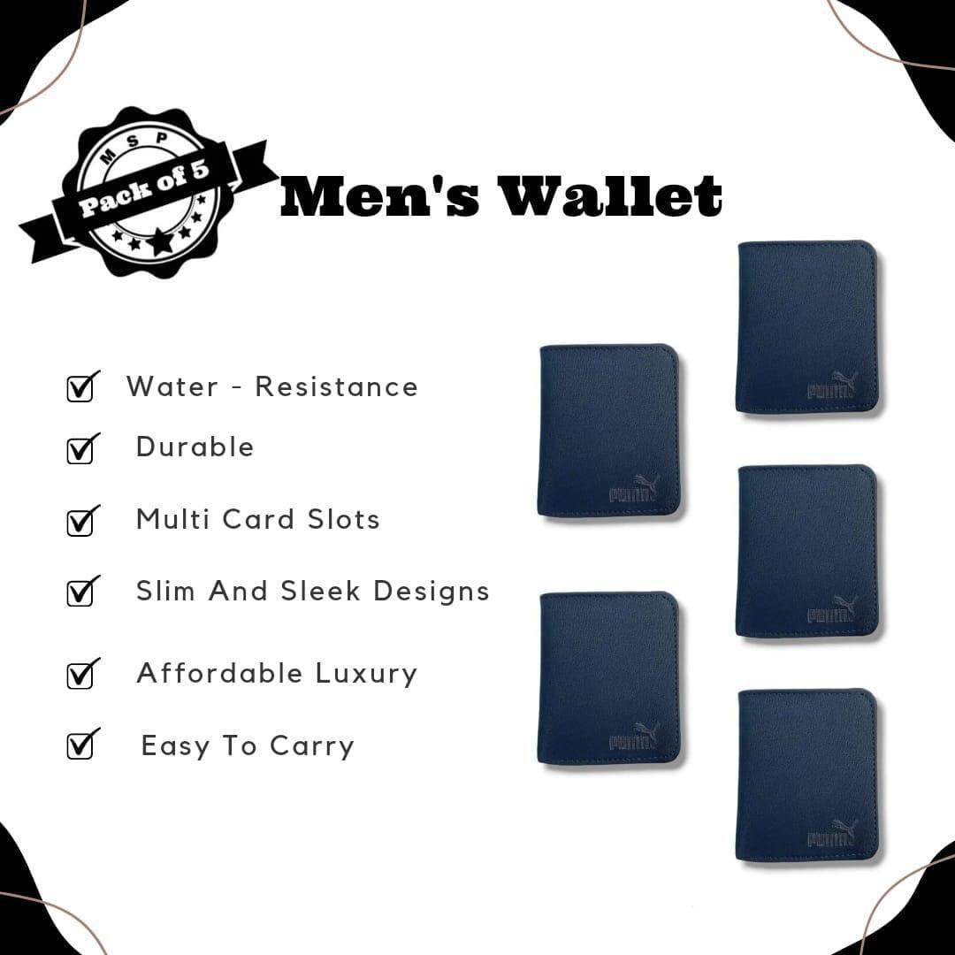 Stylish Men's Synthetic Leather Wallet with 6 Card Holder Pockets - 5 Pcs