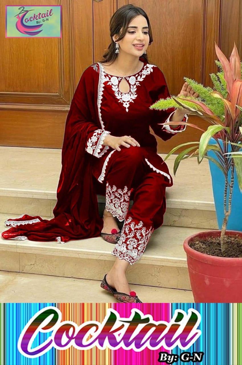 3 Pcs Women's Stitched Cotton Embroidered Suit