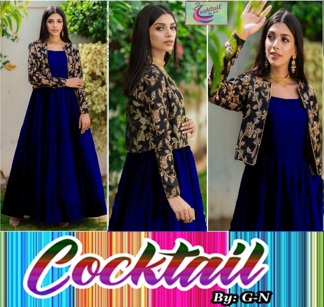 Stunning Black and Blue Embroidered Maxi & Jacket Set - 2 Pcs Women's Stitched
