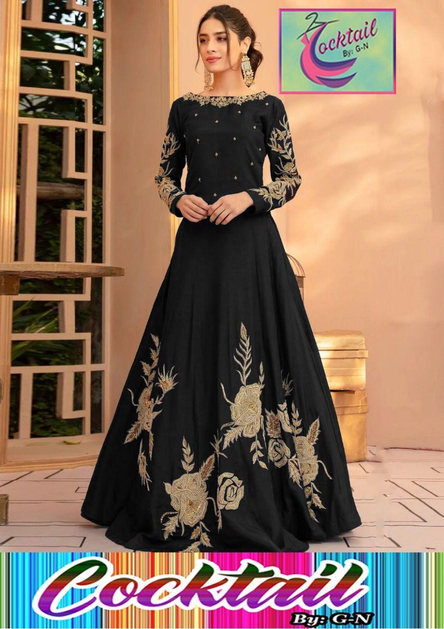 Stunning Embroidered Shamoz Silk Maxi Dress - 1 Pc