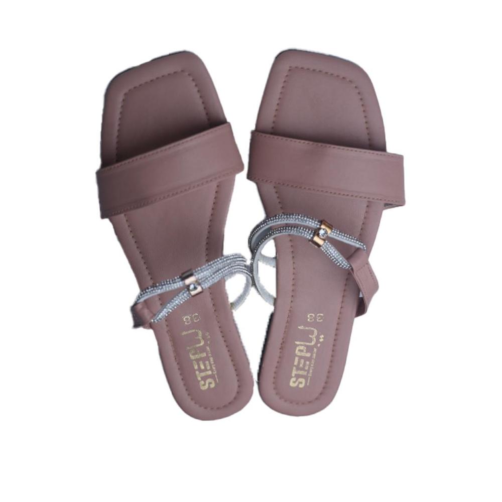 Women's Rexine Plain Flats, Peach