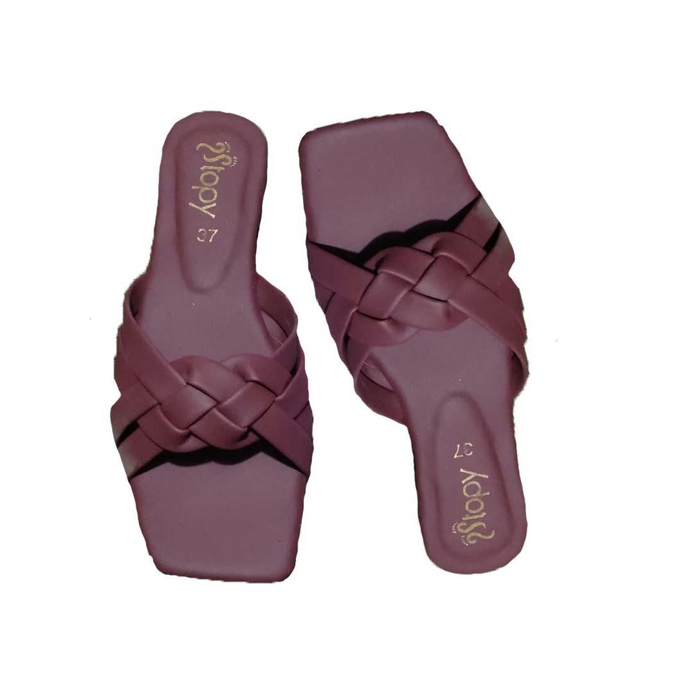 Women's Rexine Plain Flats, Maroon