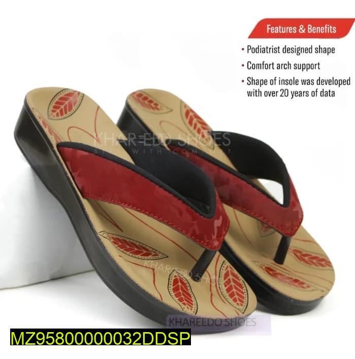 Women's Red Leaf Pattern Slippers with Arch Support