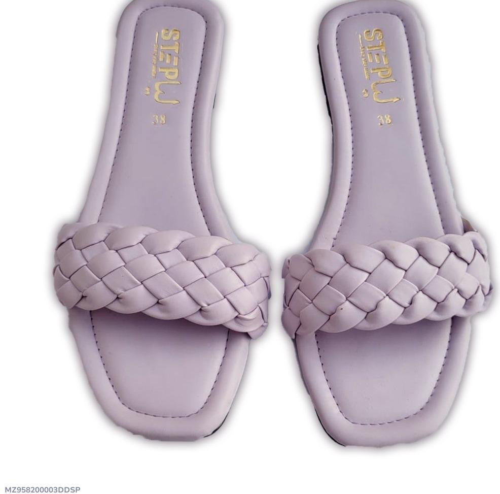 Women Braided Rexine Flats Lilac Size 38