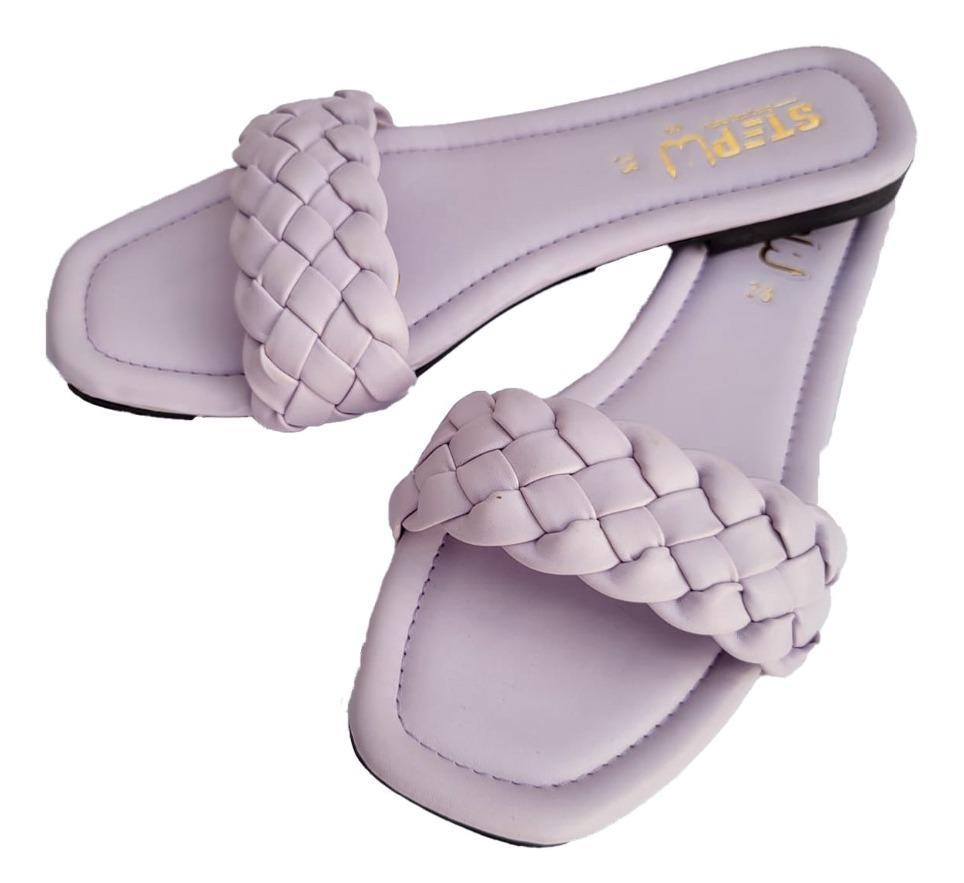 Women Braided Rexine Flats Lilac Size 38