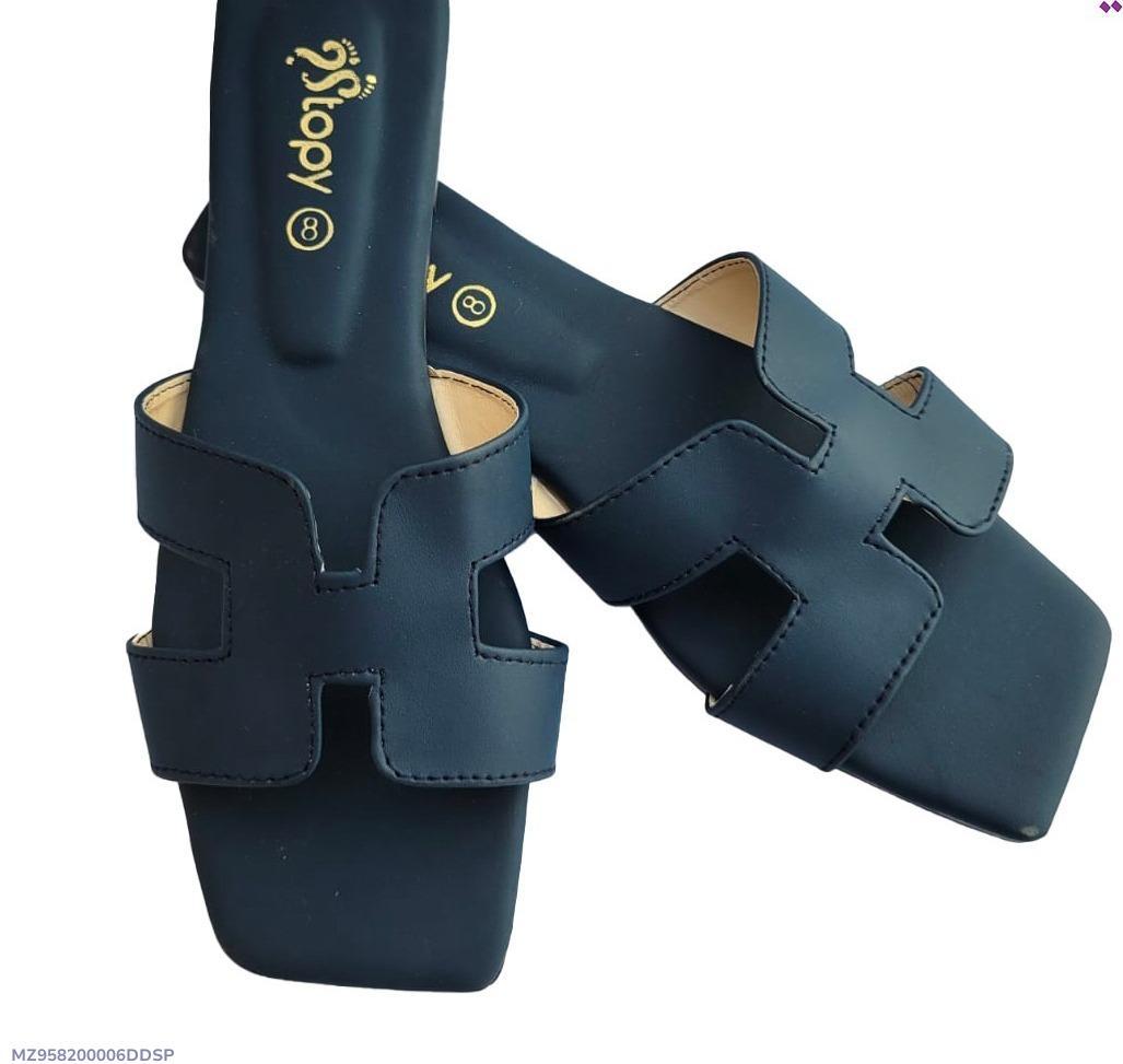 Women's Black Rexine H-Strap Flat Sandals Size 6-11