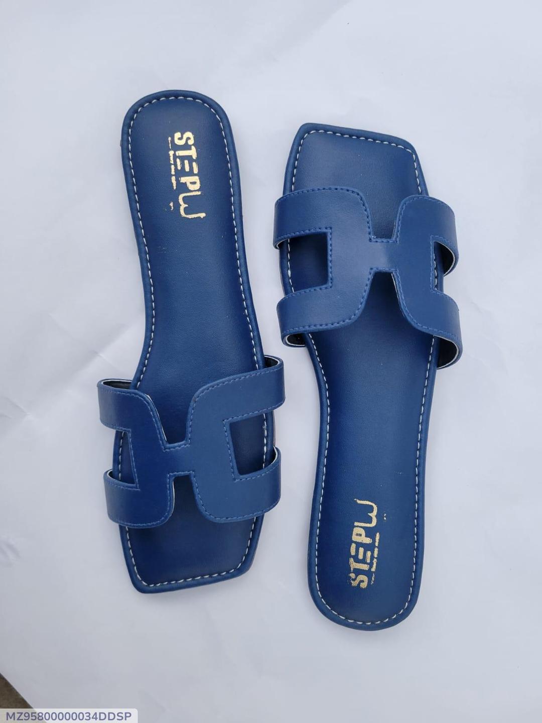 Blue H-Strap Rexine Sandals for Women