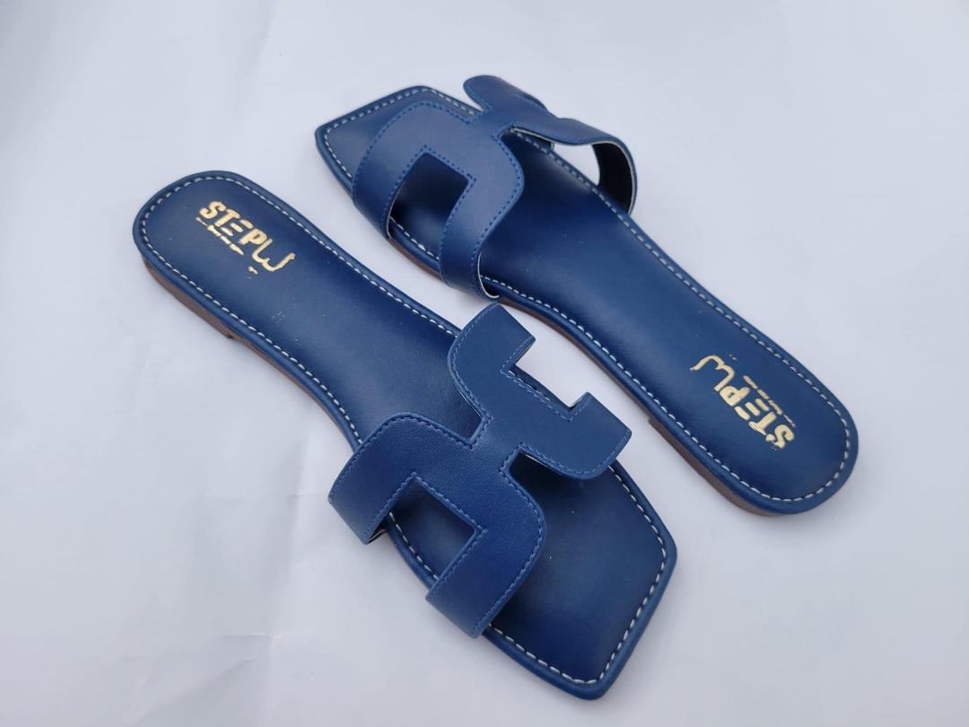 Blue H-Strap Rexine Sandals for Women