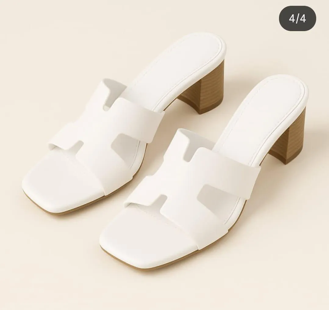 White Rexine Heels for Women, Size 6-11, Stylish & Durable