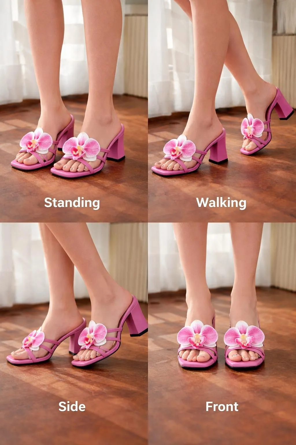 Fancy Women's Block Heels - 1 Pcs in Pink Rexine