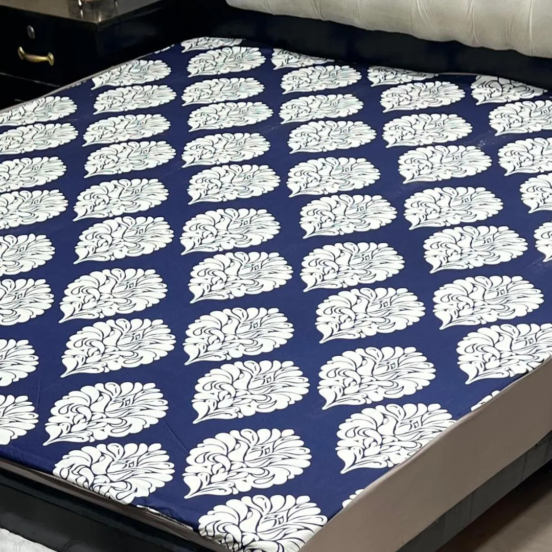 Terry Cotton Printed Double Bed Mattress Cover