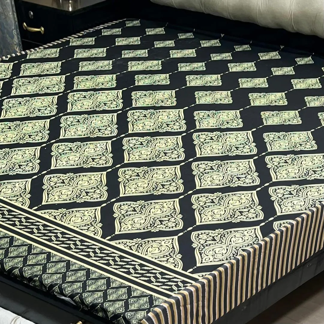 Terry Cotton Printed Double Bed Mattress Cover