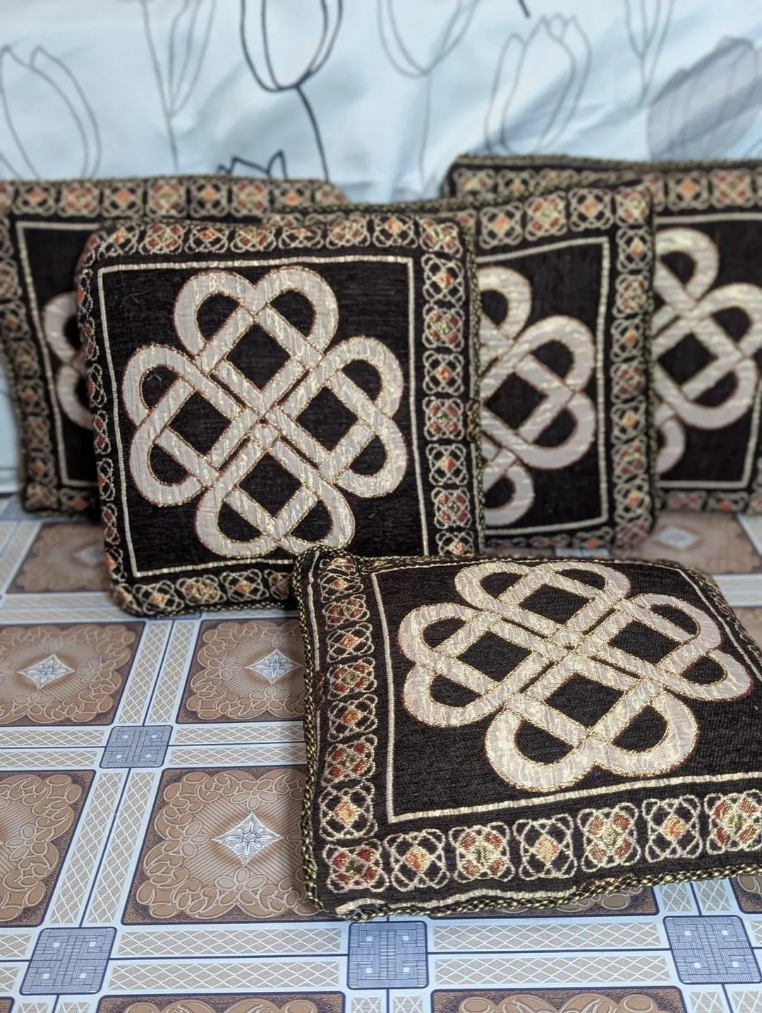 5 Pcs Velvet Jacquard Printed Cushion Cover