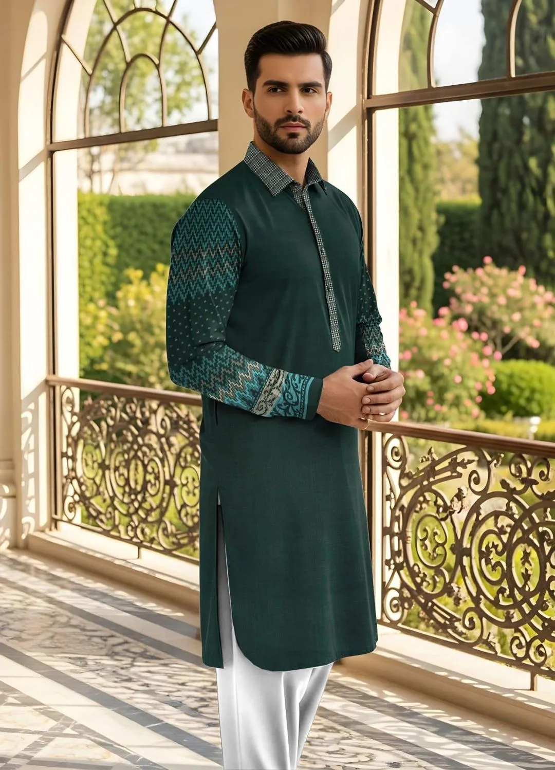 Men’s Unstitched Cotton Self Print Suit