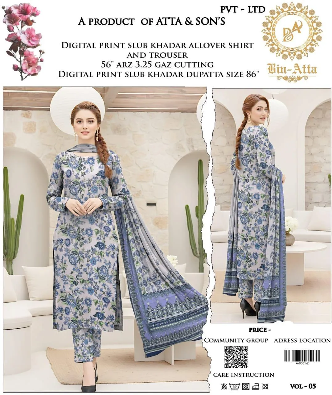 3 Pcs Women's Unstitched Printed Suit
