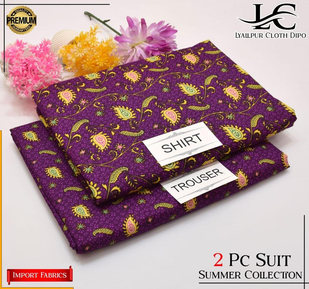 2 Pcs Women's Unstitched Printed Suit