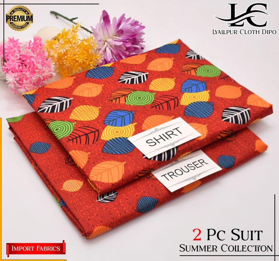 2 Pcs Women's Unstitched Printed Suit