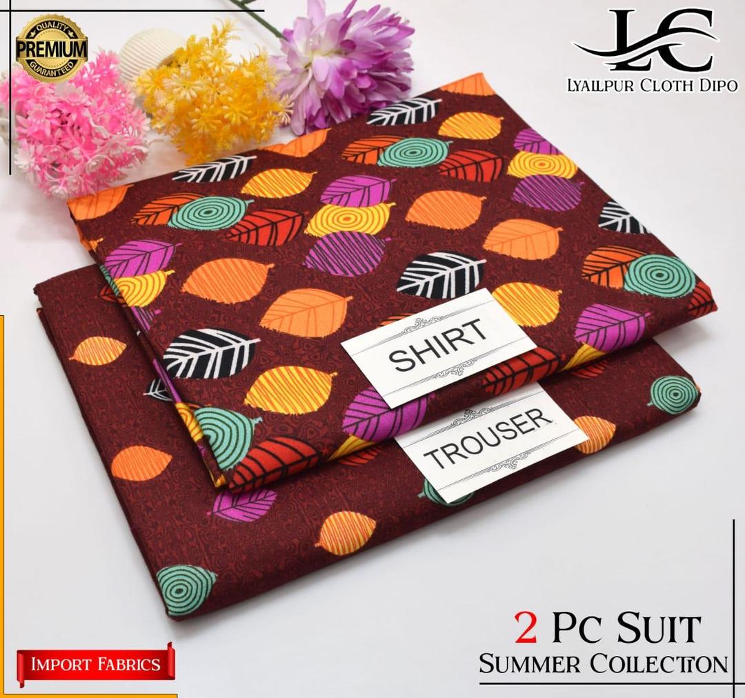 2 Pcs Women's Unstitched Printed Suit