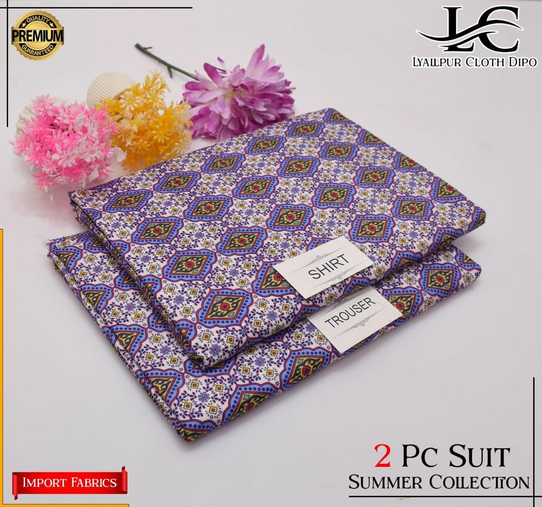 2 Pcs Women's Unstitched Printed Suit