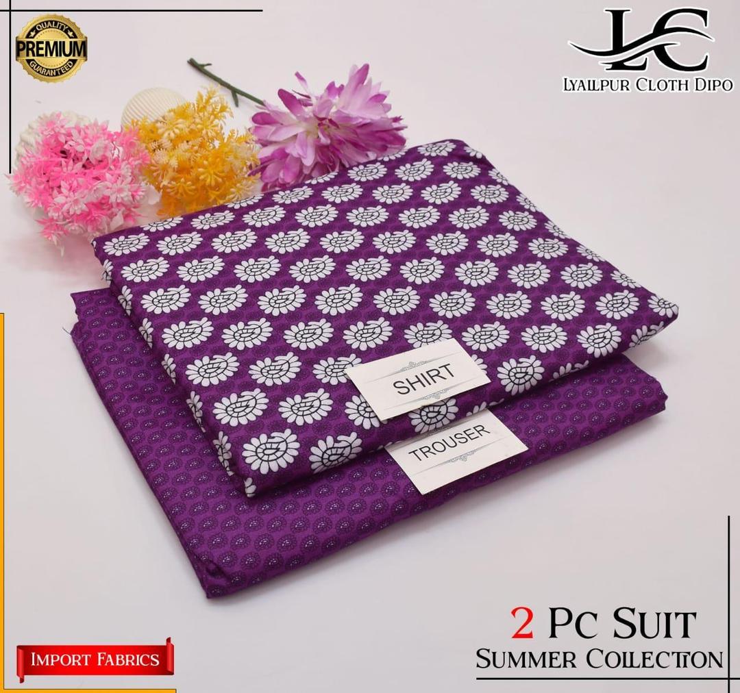 2 Pcs Women's Unstitched Printed Suit