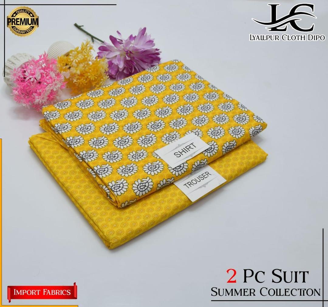 2 Pcs Women's Unstitched Printed Suit