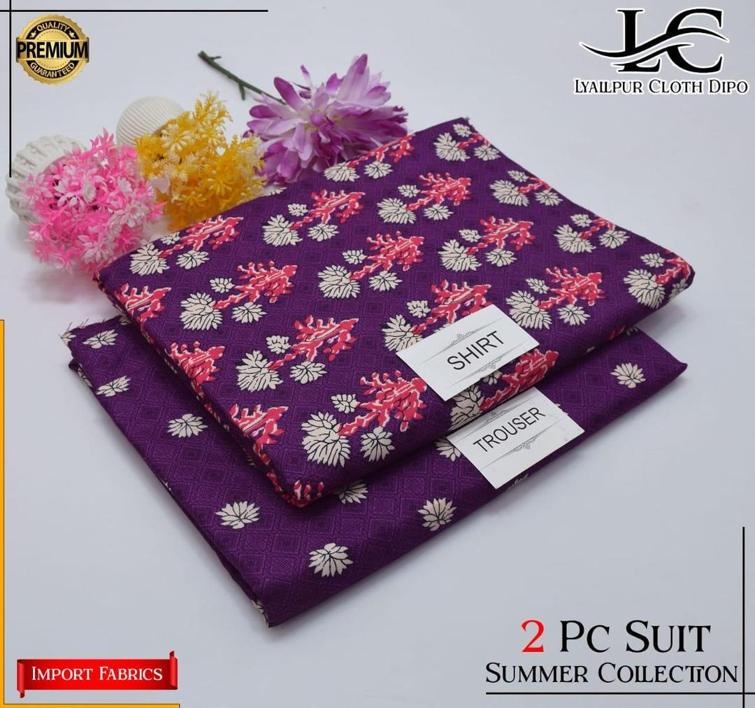 2 Pcs Women's Unstitched Printed Suit