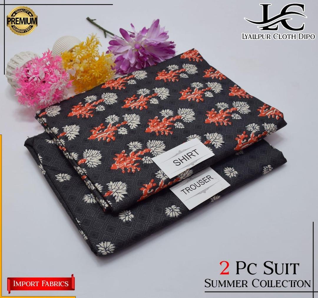 2 Pcs Women's Unstitched Printed Suit