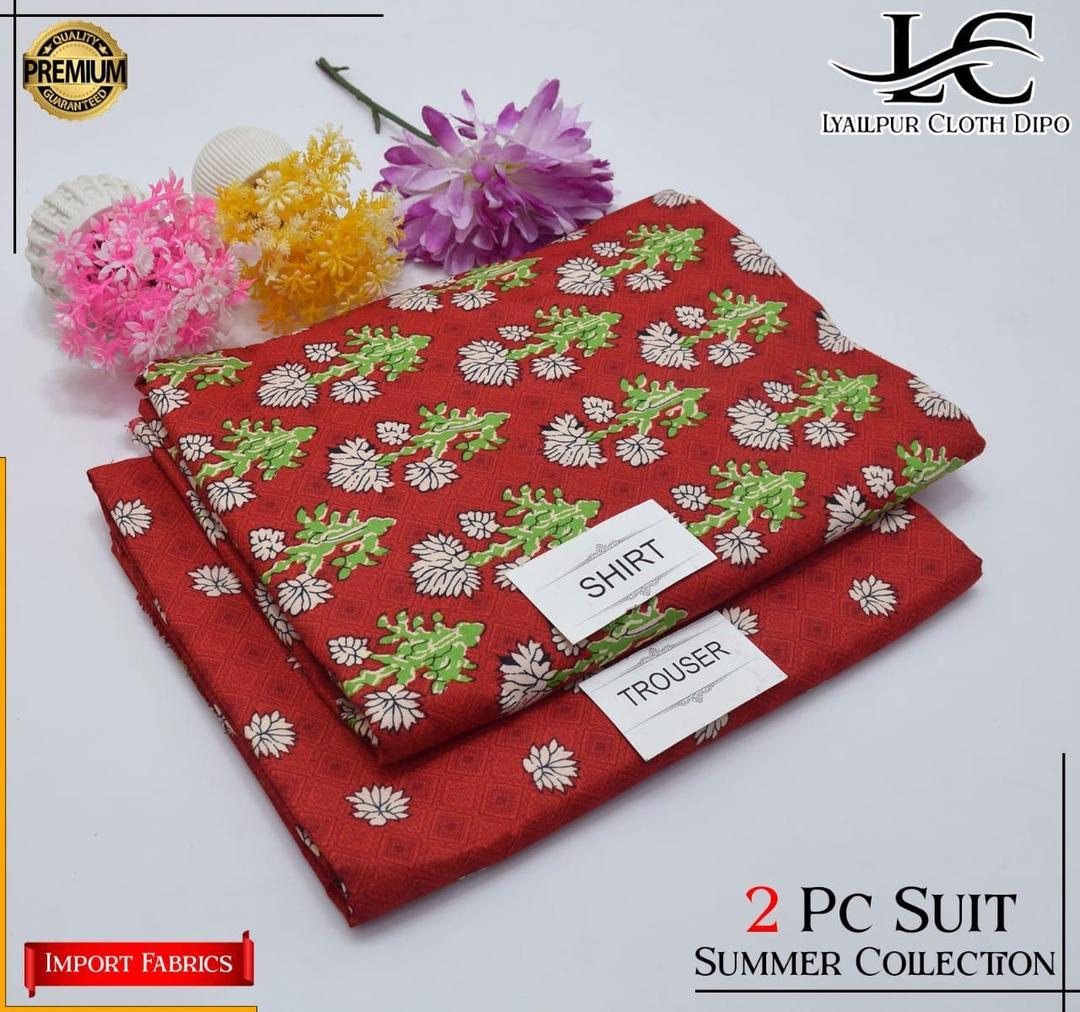 2 Pcs Women's Unstitched Printed Suit